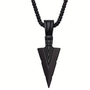 NEW Black Arrowhead Pendant Necklace
